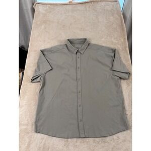 BYLT Premium Basics shirt Mens 2XL khaki Beige Button Up Short Sleeve  EUC